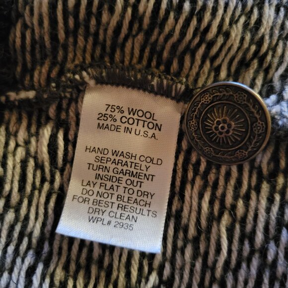 Alps XL Wool Nordic Sweater Metal Buttons Black White Gray Red Y2K 90s - Picture 8 of 8